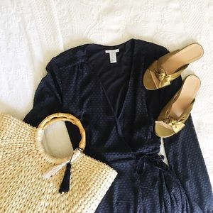 H&M navy wrap dress
